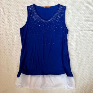 EUC! Beautiful Royal Blue Sleeveless Tunic Sz XL